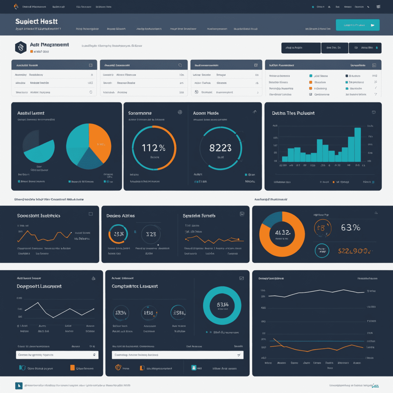 Asset Management Dashboard showing a comprehensive view of hardware and software assets.