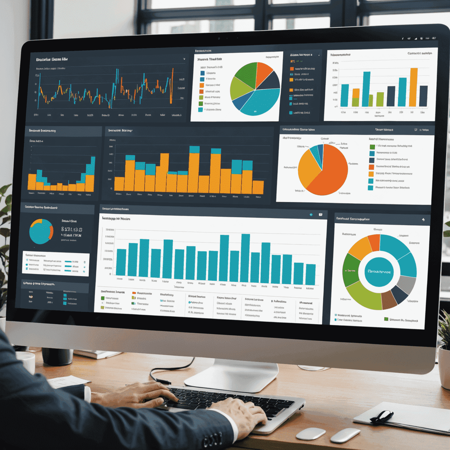 Dashboard showing various analytics charts and graphs