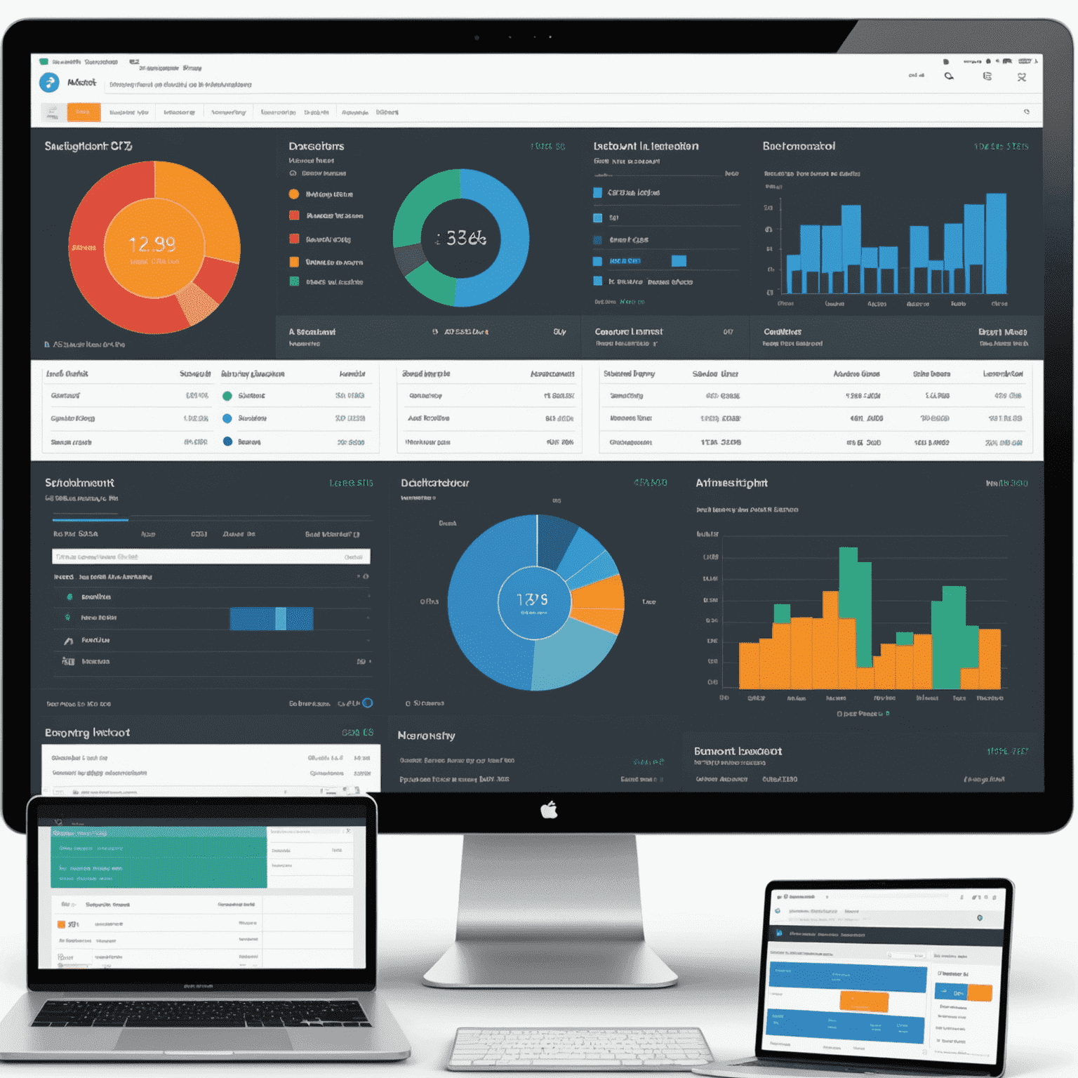 Asset management dashboard displaying hardware and software inventory, lifecycle status, and allocation across the organization